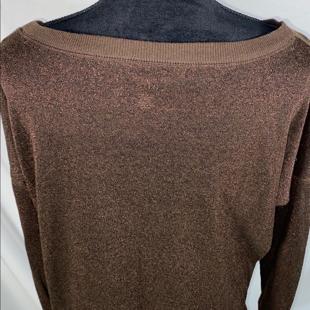a.n.a A New Approach Brown Metallic Shimmer Sheer Top Medium NWT - Picture 6 of 7
